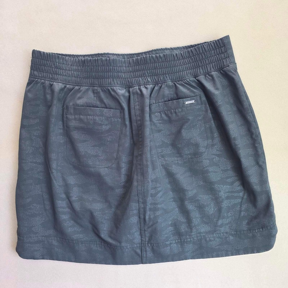 Orvis Skort Womens Large Green Camo Active Elastic Waist Zip Pockets Hiking Golf